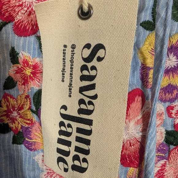 Savanna Jane Plus Size Floral Embroidered Striped Sleeveless Blouse Top 1X NWT - Picture 6 of 10